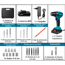 Taladro Atornillador de Impacto Inalámbrico Makita® + Maletín + 24 Accesorios + 2 Baterías 40V