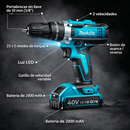 Taladro Atornillador de Impacto Inalámbrico Makita® + Maletín + 24 Accesorios + 2 Baterías 40V